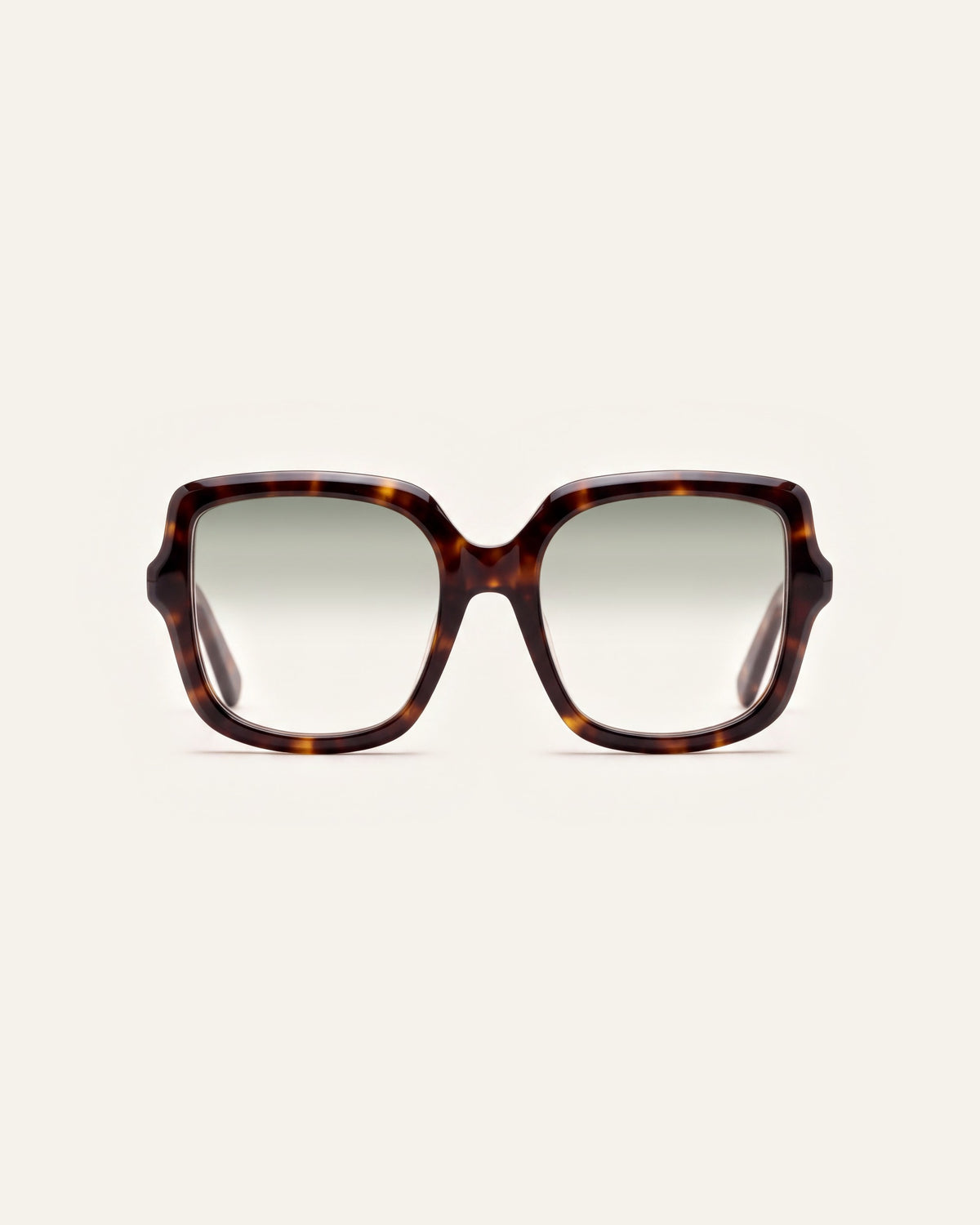 Elara in tortoiseshell, front, Sage lenses