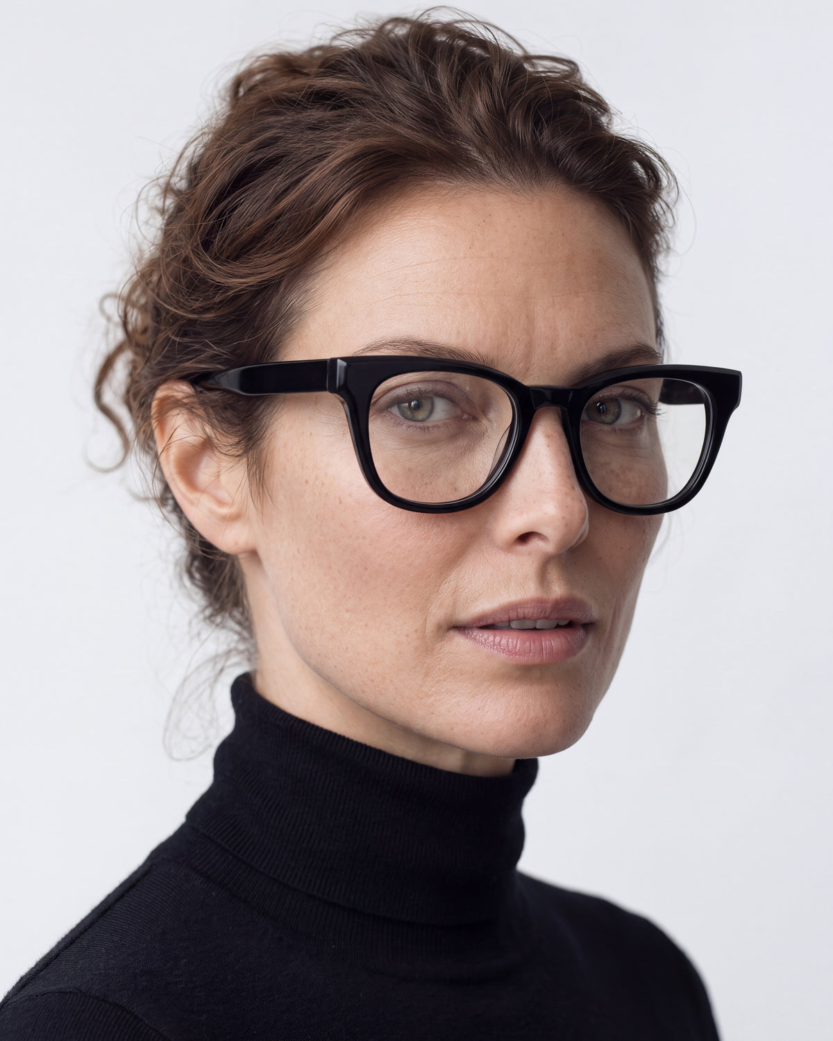 Zoey in black, worn